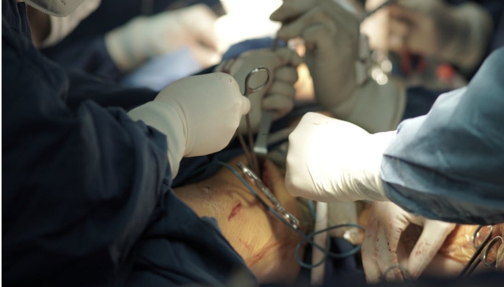 Orthopedic surgeon evaluating digital post-operative digital imaging for structural hardware assessment